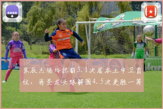 朱辰杰场均拦截3.1次居本土中卫首位，蒋圣龙头球解围4.5次更胜一筹
